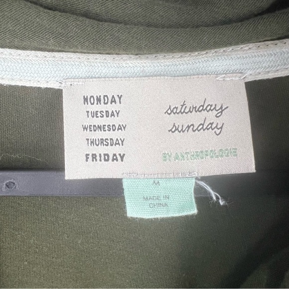 ✅ Anthropologie Sunday Saturday OLIVE GREEN LONG SLEEVE SHIRT SIZE MEDIUM - Picture 2 of 6